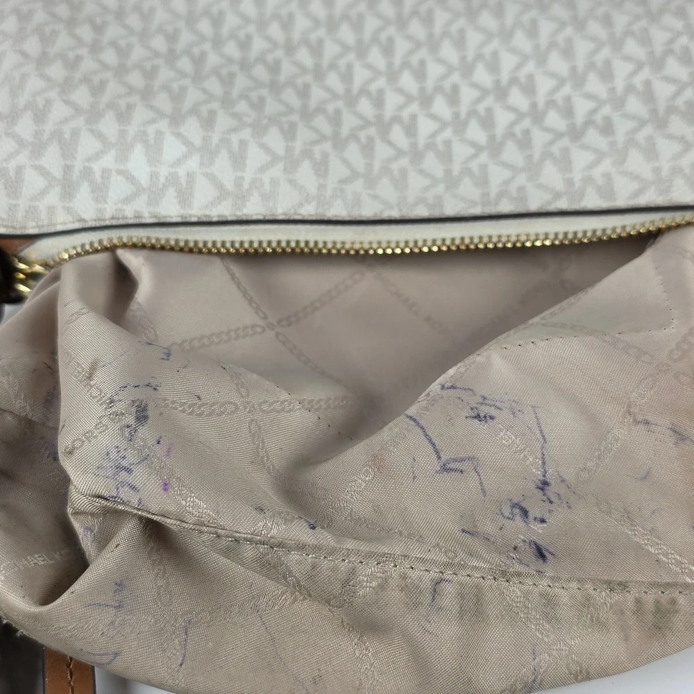 MICHAEL KORS VANILLA TAN‎ LOGO BAG LEXINGTON CROSSBODY SHOULDER PURSE GUC - Picture 16 of 16